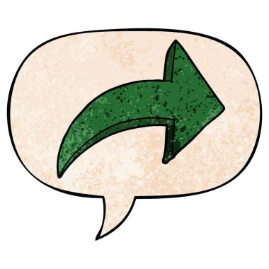 retro doku tarzında karikatür işaret ok ve konuşma balonu