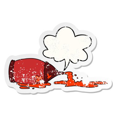 karikatür ketçap şişe ve konuşma kabarcık sıkıntılı stic dökülen