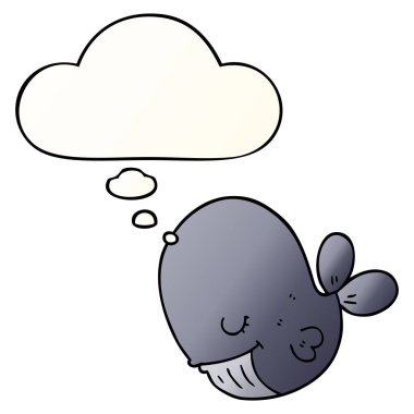 karikatür balina ve pürüzsüz degrade tarzında düşünce balonu