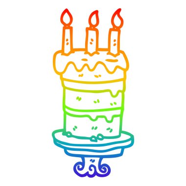 gökkuşağı gradyan çizgi çizim karikatür çikolatalı kek