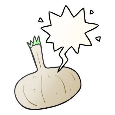 düzgün degrade tarzında karikatür soğan ve konuşma balonu