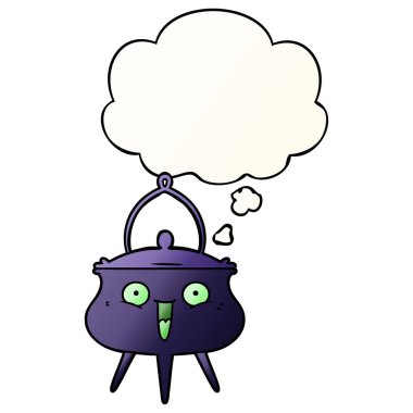 halloween cauldron karikatür ve pürüzsüz degrade kabarcık düşünce
