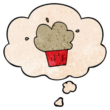 karikatür muffin ve grunge doku desen stil düşünce balonu