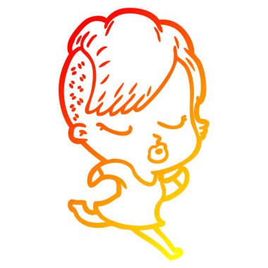 sıcak degrade çizgi çizim karikatür güzel hipster kız