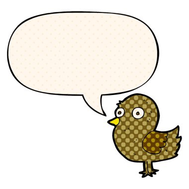 çizgi roman tarzında karikatür kuş ve konuşma balonu