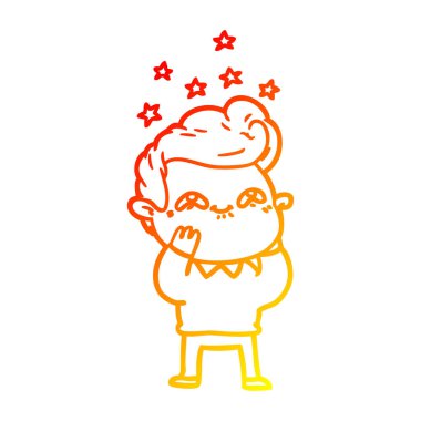 sıcak degrade çizgi çizim karikatür heyecanlı adam