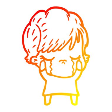 sıcak degrade çizgi çizim karikatür kadın ağlıyor