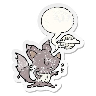 karikatür halloween werewolf ay ışığı ve konuşma bubb değişen