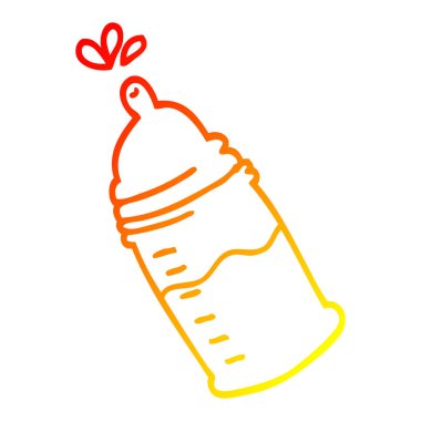 sıcak degrade çizgi çizim karikatür bebek şişesi