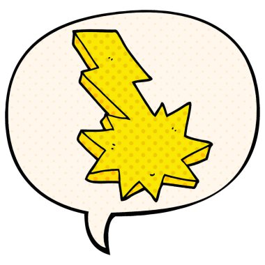 çizgi roman tarzında karikatür yıldırım ve konuşma balonu