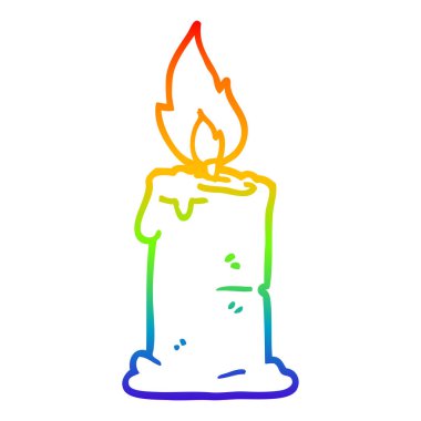 gökkuşağı degrade çizgi çizim karikatür yanan mum