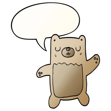 düzgün degrade tarzında karikatür ayı ve konuşma balonu