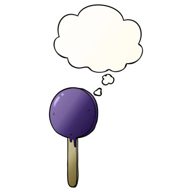çizgi film lolipop ve pürüzsüz degrade tarzında düşünce balonu