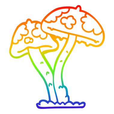 gökkuşağı gradyan çizgi çizim karikatür mantar