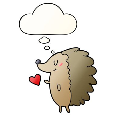 sevimli karikatür kirpi ve pürüzsüz degrade stil düşünce balonu