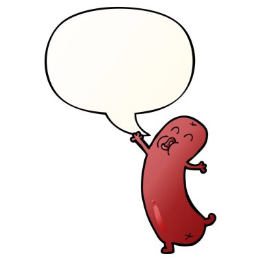 düzgün degrade sty karikatür dans sosis ve konuşma balonu