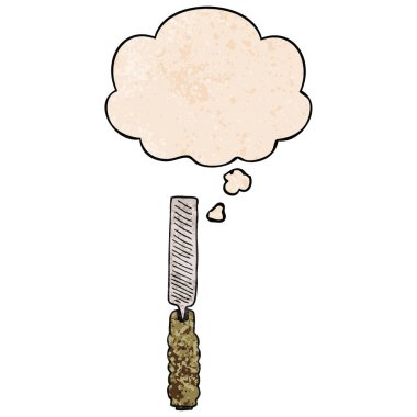 karikatür metal dosya ve grunge doku desen düşünce balonu 