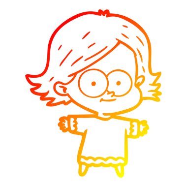 sıcak degrade çizgi çizim mutlu karikatür kız