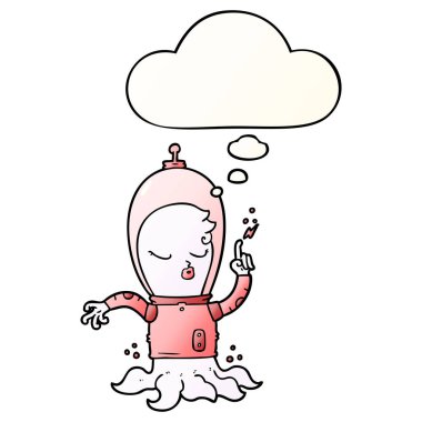 sevimli karikatür yabancı ve pürüzsüz degrade tarzında kabarcık düşündüm