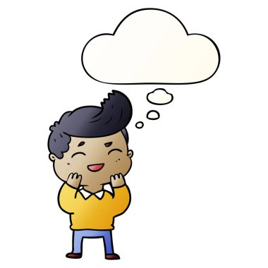 karikatür adam gülme ve pürüzsüz degrade tarzında kabarcık düşünce