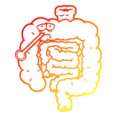 sıcak degrade çizgi çizim karikatür sağlıksız bağırsaklar