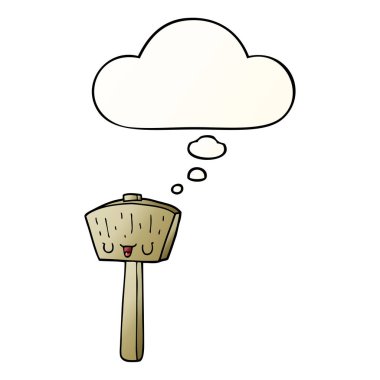 çizgi film tokmak ve pürüzsüz degrade tarzında düşünce balonu