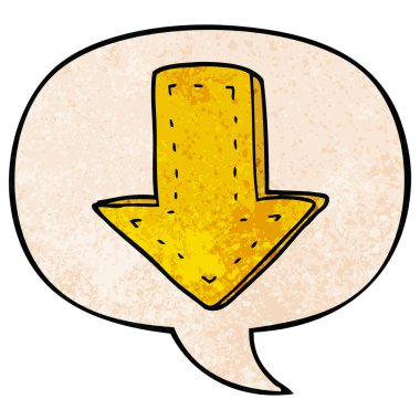 retro doku tarzında karikatür işaret ok ve konuşma balonu