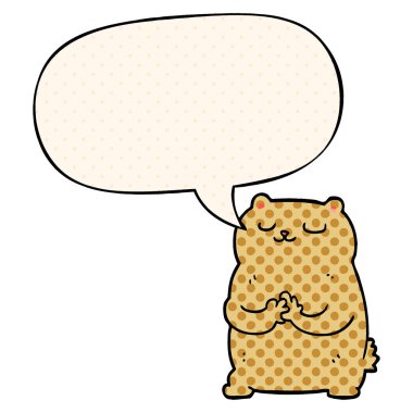 çizgi roman tarzında çizgi film ayısı ve konuşma balonu