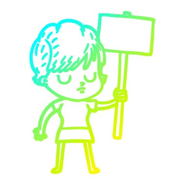 soğuk degrade çizgi çizim karikatür kadın