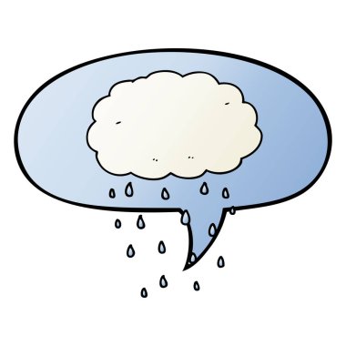 düzgün degrade tarzında karikatür yağmur bulutu ve konuşma balonu