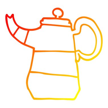 sıcak degrade çizgi çizim karikatür kahve demliği