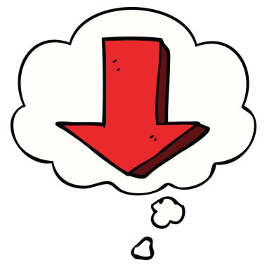 karikatür işaret ok ve düşünce kabarcık