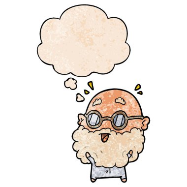 karikatür yaşlı adam şaşırttı ve grunge doku p kabarcık düşündüm