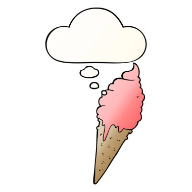 karikatür dondurma ve pürüzsüz degrade tarzında düşünce balonu