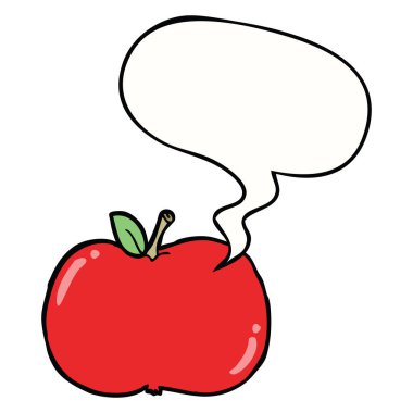 karikatür elma ve konuşma kabarcık