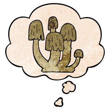 karikatür mantar ve grunge doku desen s düşünce balonu