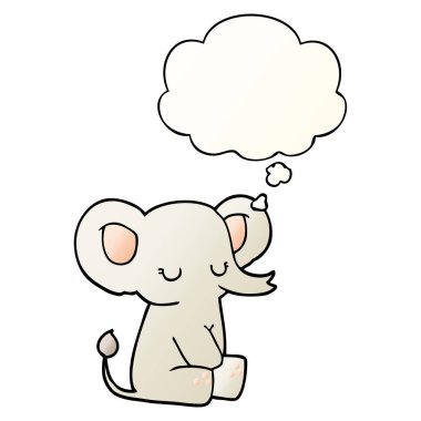 karikatür fil ve pürüzsüz degrade tarzında kabarcık düşünce