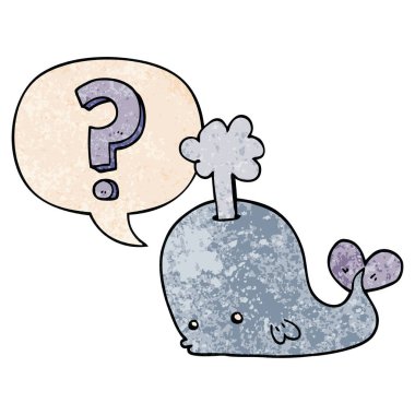 retro doku tarzında karikatür meraklı balina ve konuşma balonu