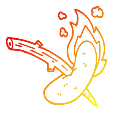 sıcak degrade çizgi çizim karikatür sosisli