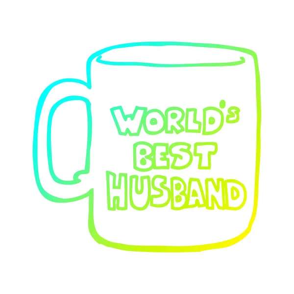 Studená Přechodová čára kreslení světy nejlepší manžel hrnek — Stockový vektor