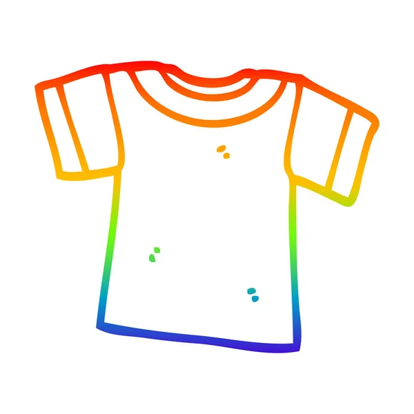 Arco iris gradiente línea dibujo dibujos animados camiseta — Archivo Imágenes Vectoriales