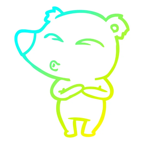 Linea gradiente freddo disegno cartone animato fischio orso — Vettoriale Stock