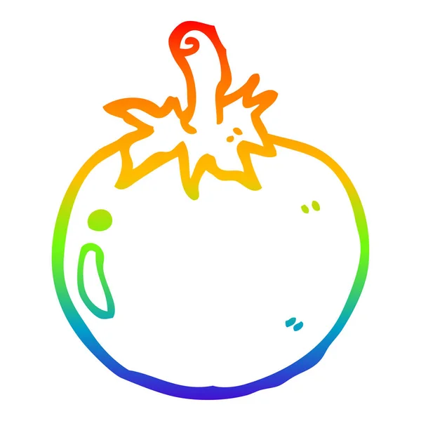 虹のグラデーションライン描画漫画トマト — ストックベクタ