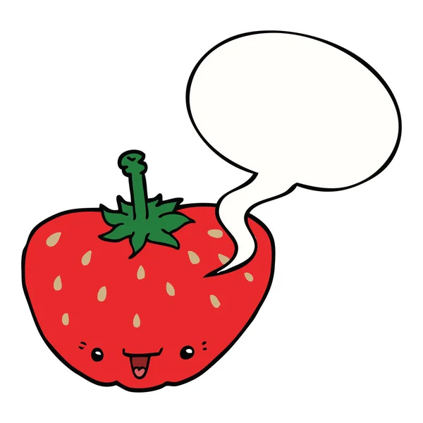 Cartoon strawberry and speech bubble — Stock Vector