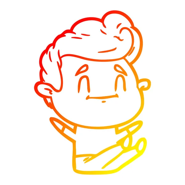 Línea de gradiente caliente dibujo feliz hombre de dibujos animados — Vector de stock