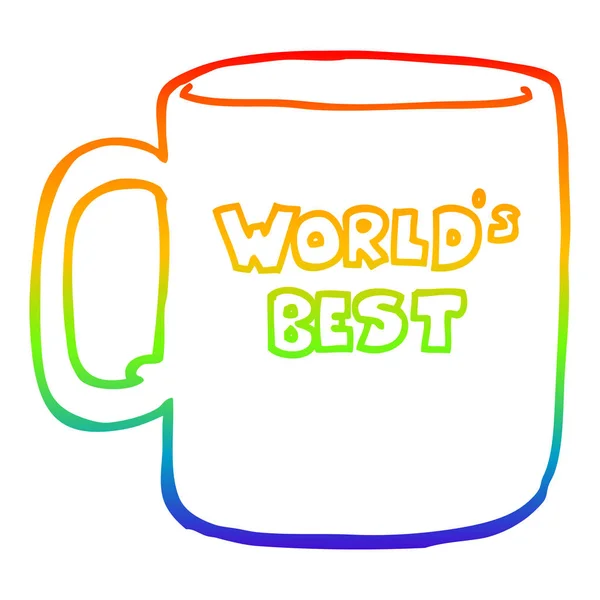 Arco iris gradiente línea dibujo mundos mejor taza — Vector de stock