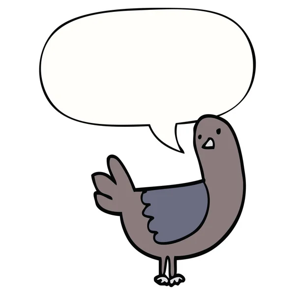 Pigeon dessin animé et bulle de la parole — Image vectorielle