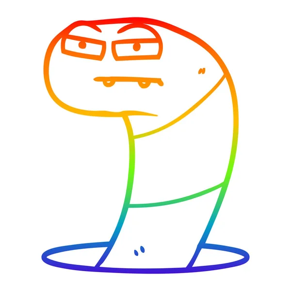 Rainbow gradient ligne dessin bande dessinée ver — Image vectorielle