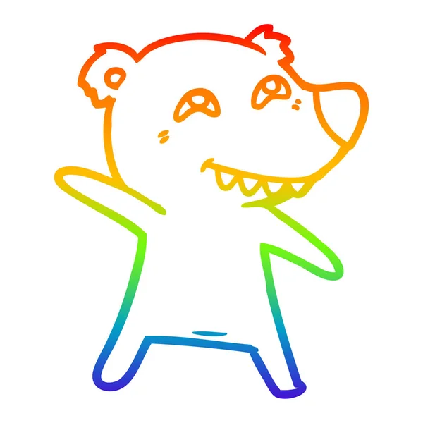 Arco iris gradiente línea dibujo dibujos animados oso baile — Archivo Imágenes Vectoriales