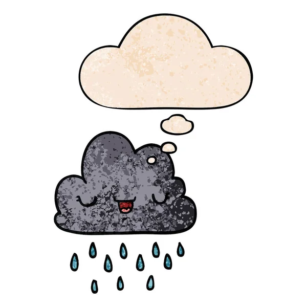 Cartoon Storm wolk en gedachte bubble in grunge textuur patroon — Stockvector